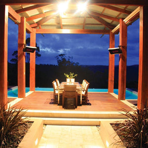 Bromic Platinum Smart-Heat Gas Patio Heater in a pergola