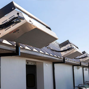 Calcana High Output Stainless Steel Gas Patio Heater in backyard