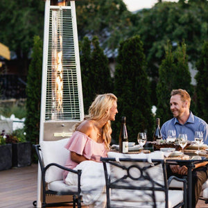 Crown Verity CV-2670-SS Quartz Tower Heater in a fine dining