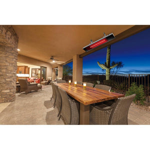 Dimplex DIR 36" 2200 Watt Electric Heater mounted above an outdoor dining area