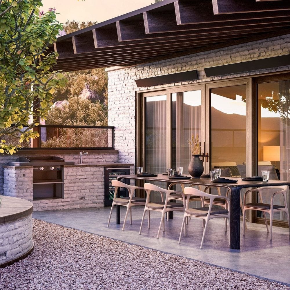 Dimplex DLW Series Black Heaters in Outdoor Patio - detail view