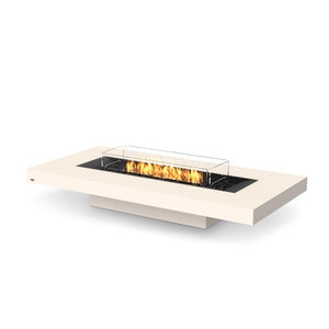 EcoSmart Fire Gin 90 Low 52" Rectangular Concrete Fire Pit Table in Bone