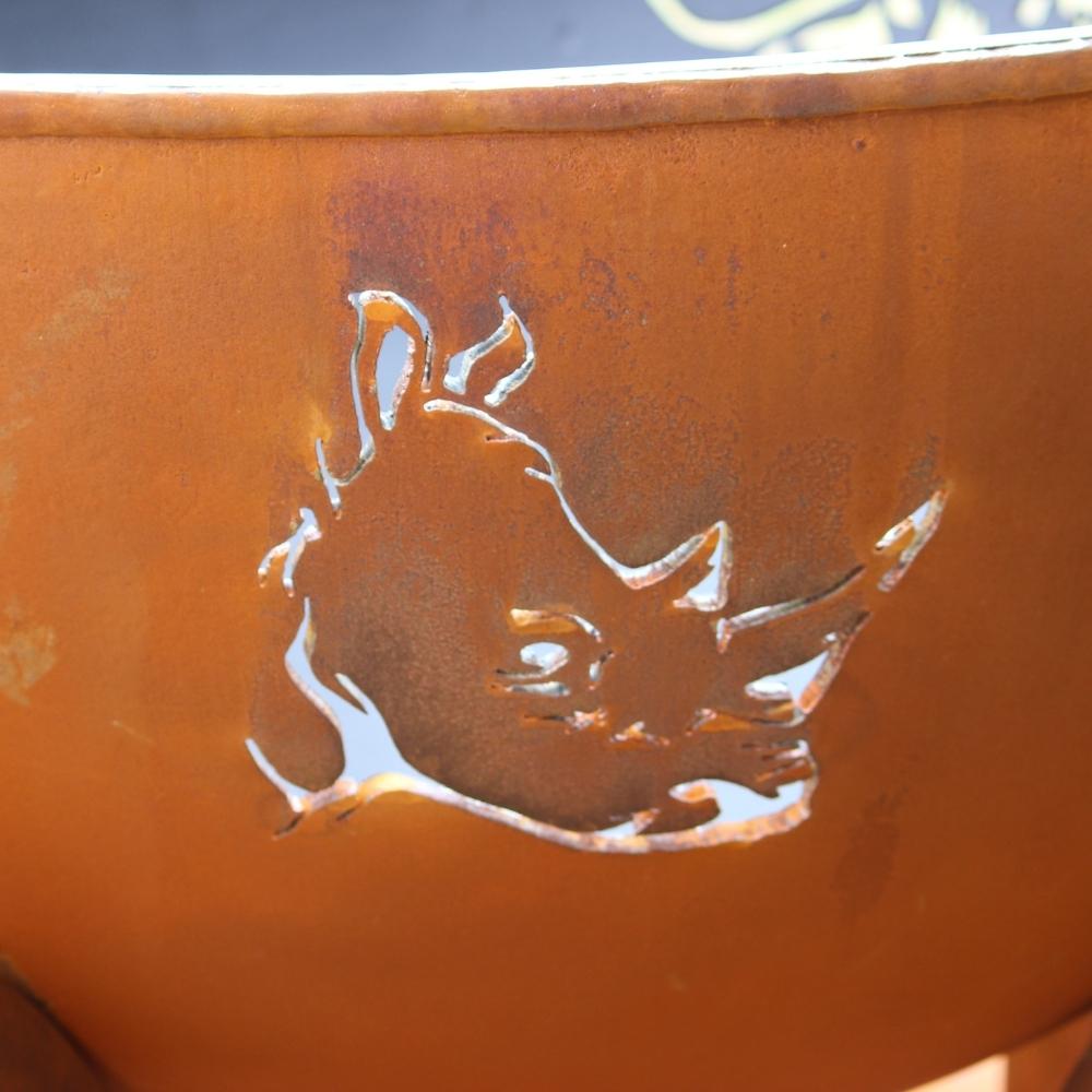 Rhino Design Of Fire Pit Art Africa's Big Five
