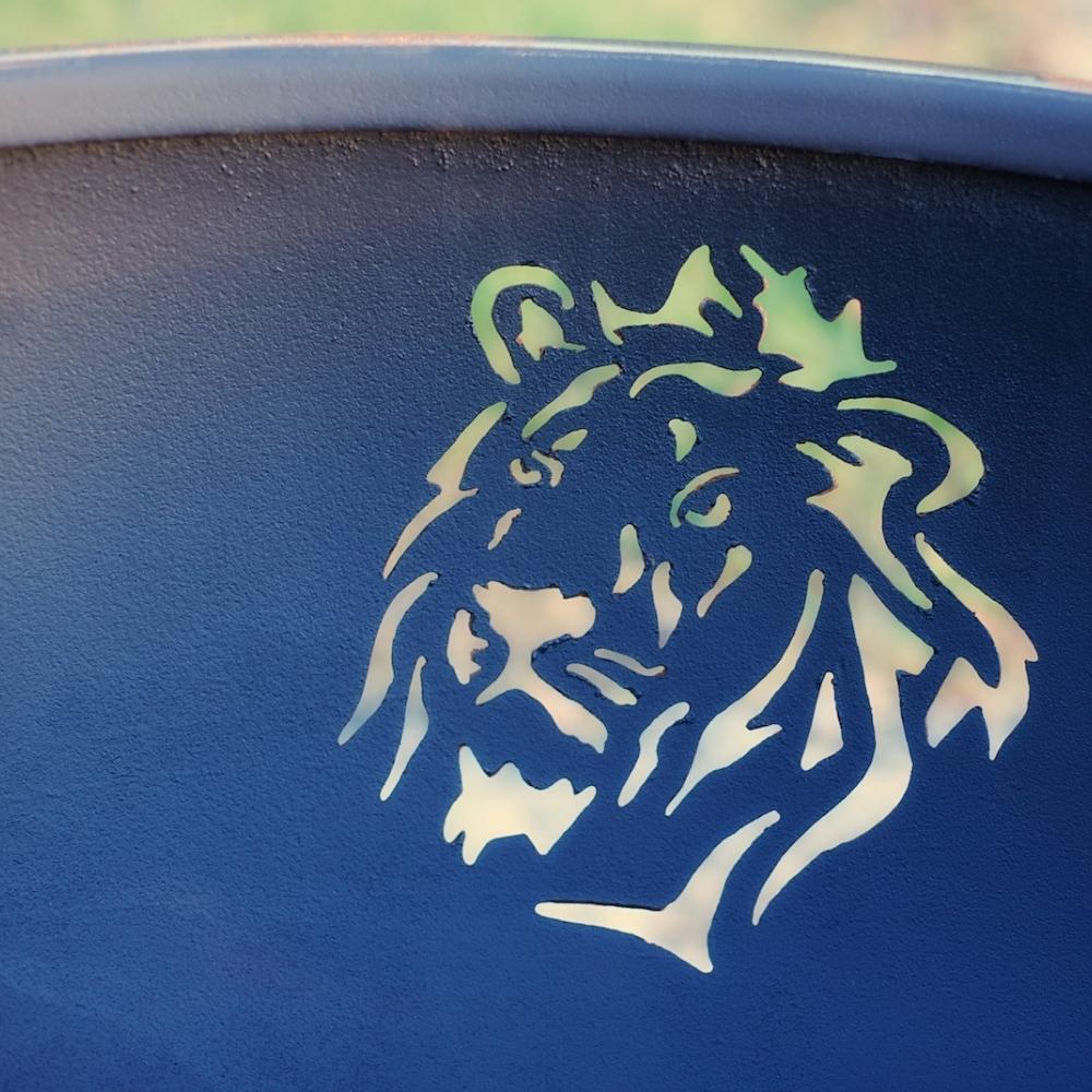 Lion Design On The Inside Of Fire Pit Art Africa's Big Five - angle view