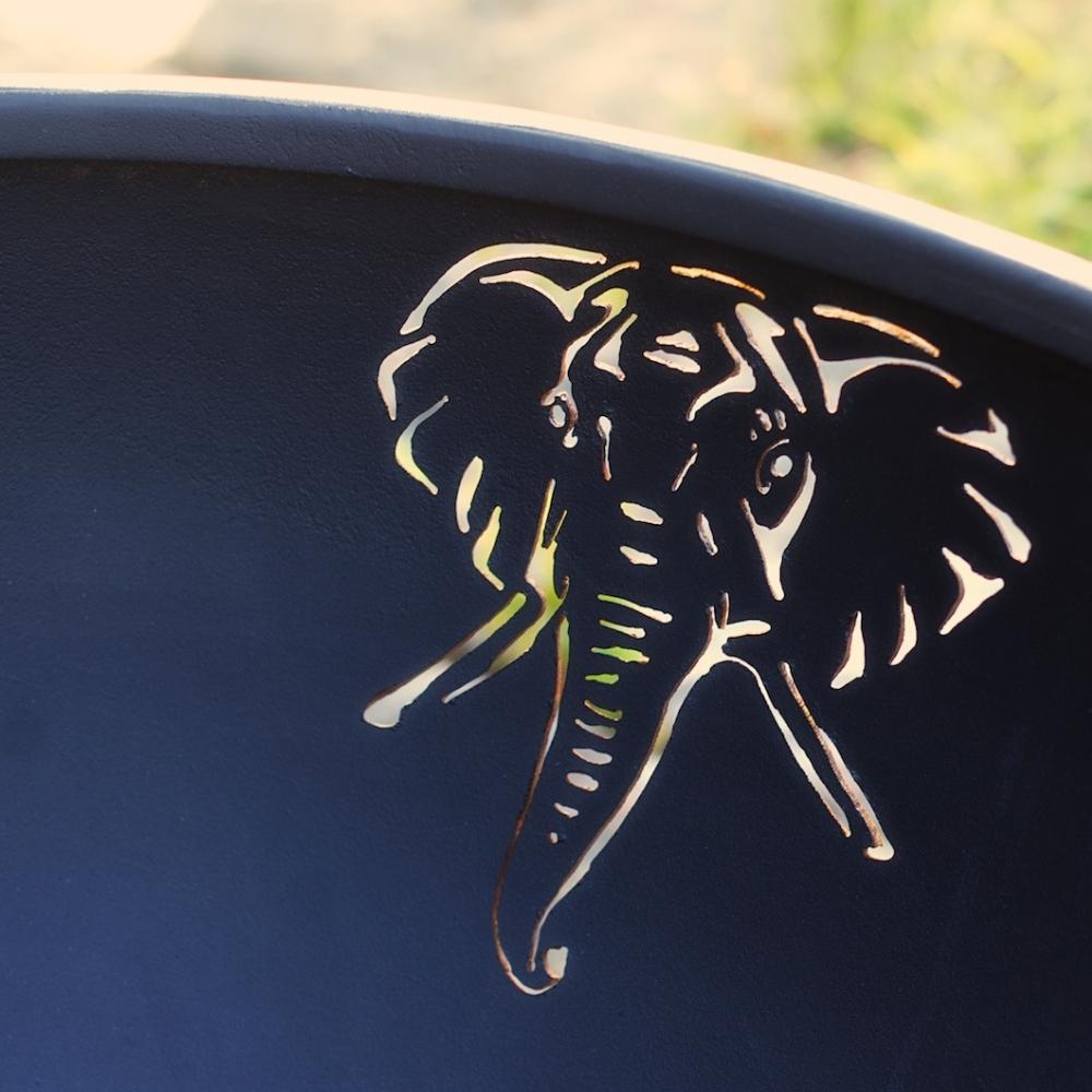 Elephant Design On The Inside Of Fire Pit Art Africa's Big Five - angle view