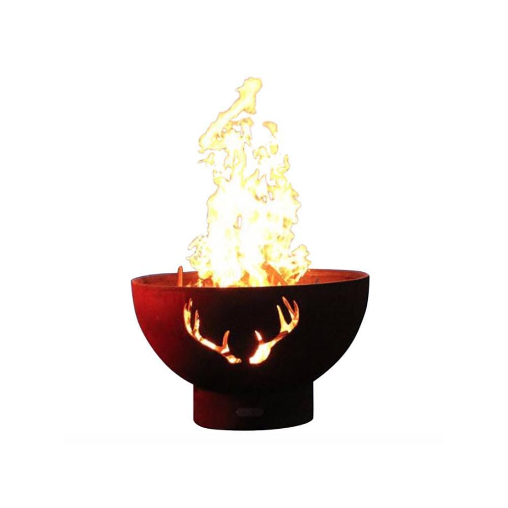 Fire Pit Art Antlers - 36" Handcrafted Carbon Steel Gas Fire Pit - installation view