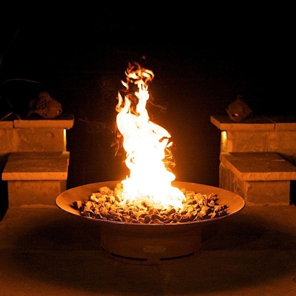 Fire Pit Art Asia - 36" Handcrafted Carbon Steel Gas Fire Pit - side view