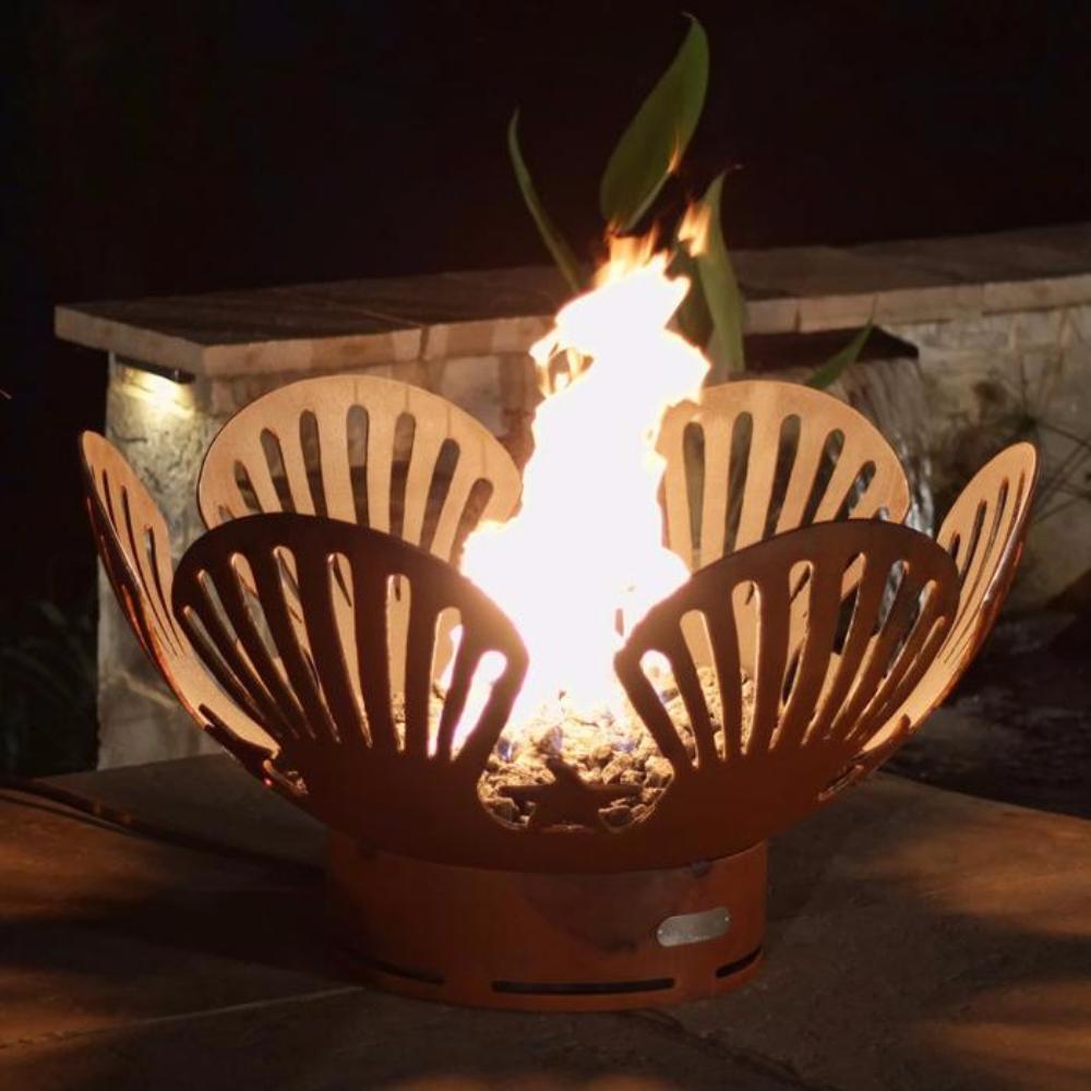 Fire Pit Art Barefoot Beach - 41" Handcrafted Carbon Steel Gas Fire Pit - side view