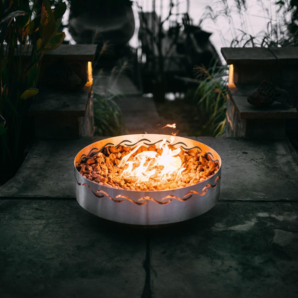 Fire Surfer by Fire Pit Art - 30" Handcrafted Stainless Steel Fire Pit