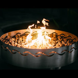 Fire Pit Art Fire Surfer 30-Inch Portable Handcrafted Stainless Steel Gas Fire Pit Up Close