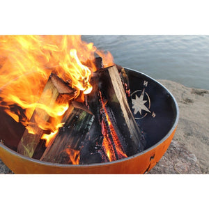 Wood Burning Fire Pit - Fire Pit Art Navigator - 36" Steel Fire Pit With Burning Logs
