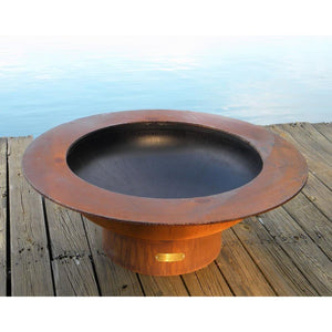 Fire Pit Art Saturn - 40" Handcrafted Carbon Steel Fire Pit  Close-Up Shot