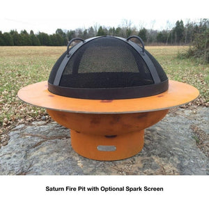 Fire Pit Art Saturn 40-Inch Handcrafted Carbon Steel Fire Pit with Optional Spark Screen
