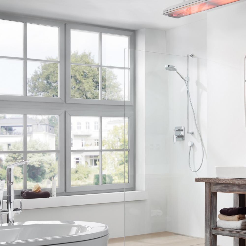 Heatscope Vision 65" White Electric Heater in Bathroom - angle view