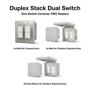 Duplex Stack Dual Switch Controls two Heaters