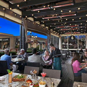 Infratech SL Series 42" Single Element Infrared Electric Heaters in Restaurant Dining Area