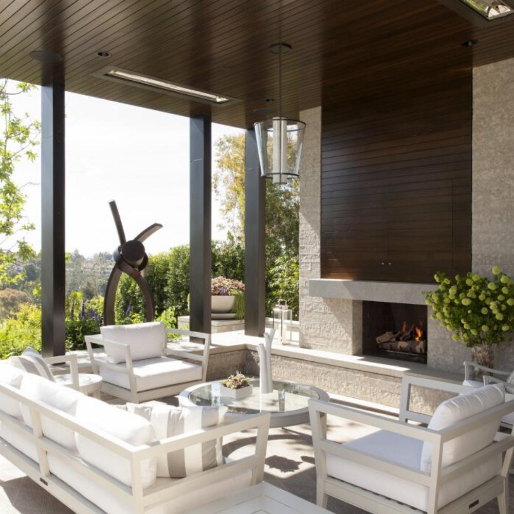 Infratech W Series Electric Heaters in Outdoor Patio - angle view