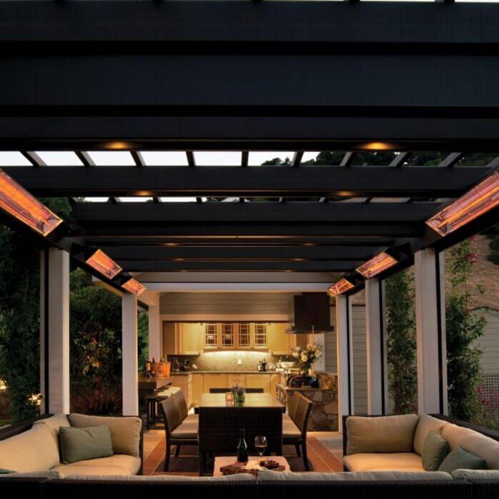 Infratech W Series Electric Heaters Wall Mounted in Outdoor Patio - close-up view