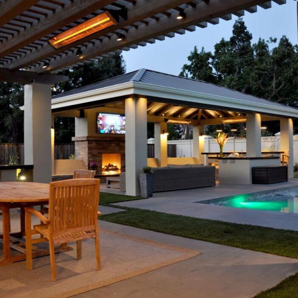 Infratech W Series Electric Heaters Wall Mounted in Poolside Gazebo