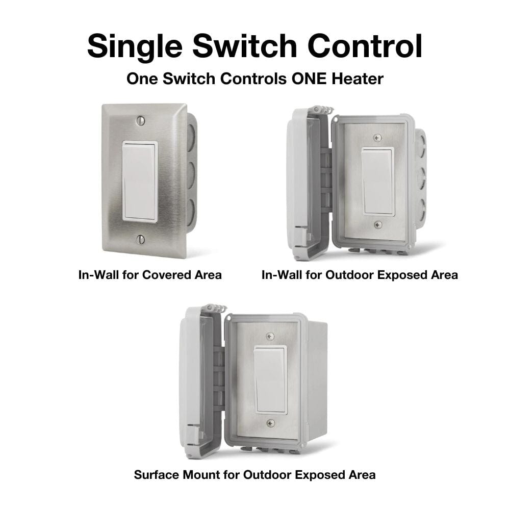 Single Switch Control Controls One Heater - angle view