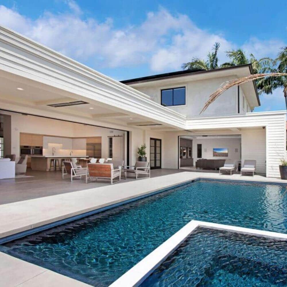 Infratech W Single Element 4000W Flush Mounted Infrared Electric Heater by the pool - side view
