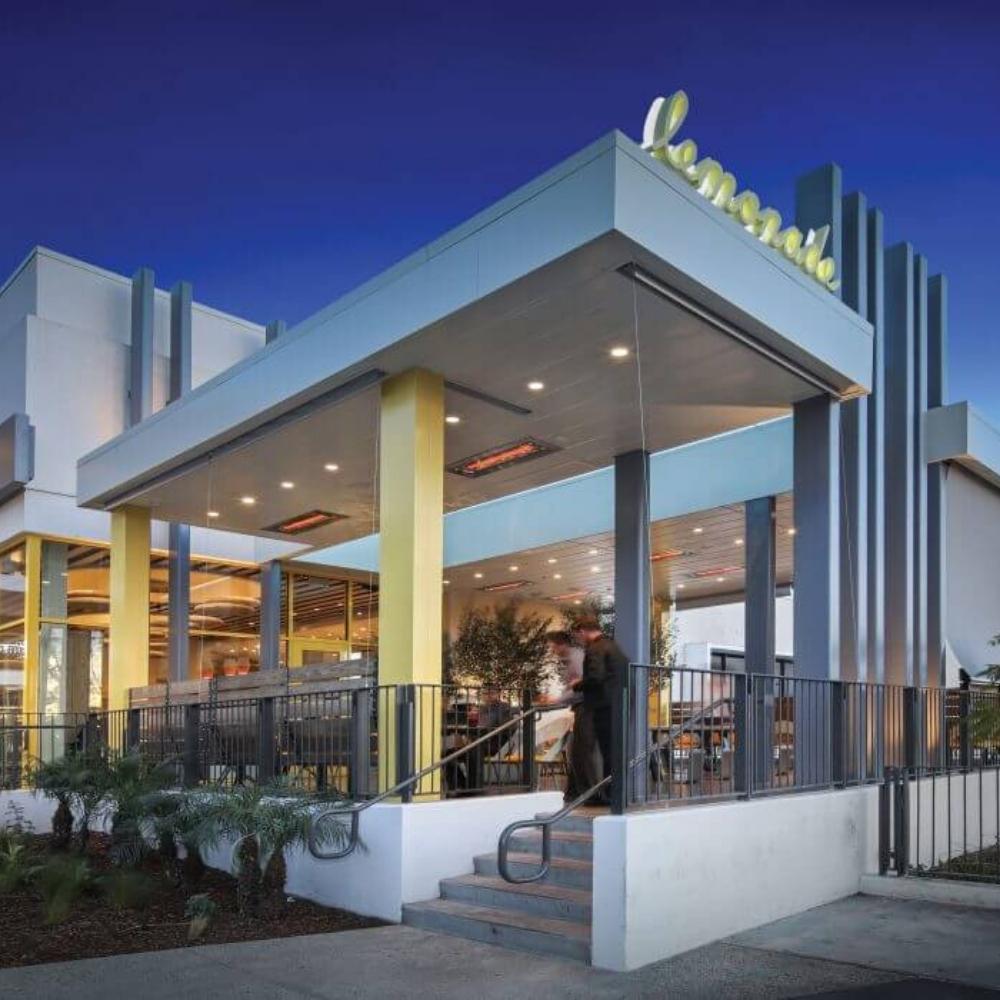 Infratech WD Series Flush Mounted Electric Heaters at Lemonade Restaurant - feature detail