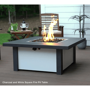 Modern Blaze 36-Inch Square Fire Pit Table on composite deck