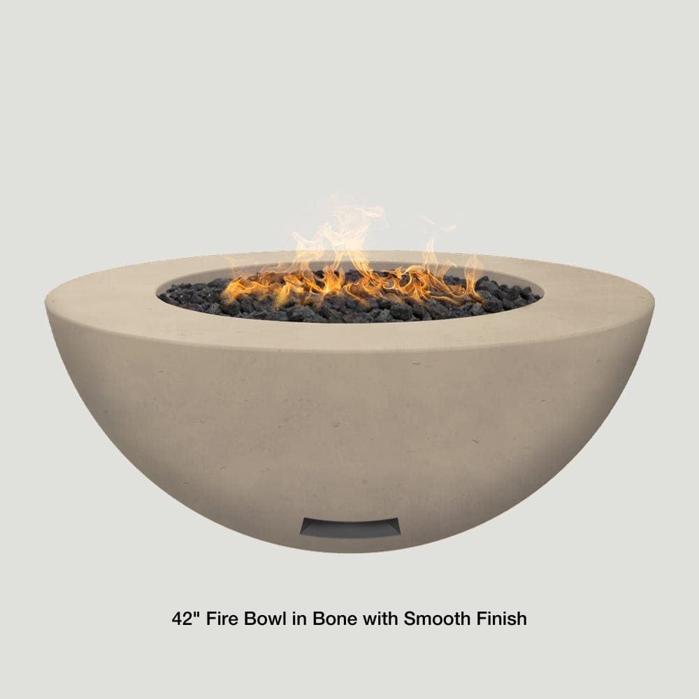 Modern Blaze 42-Inch Round Gas Fire Bowl in Bone With Smooth Finish - angle view
