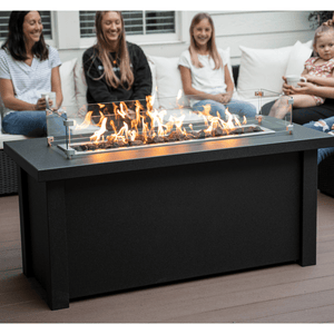 Modern Blaze 54-Inch Linear Fire Pit Table in cozy seating area