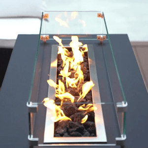 flames of the Modern Blaze 54-Inch Linear Fire Pit Table