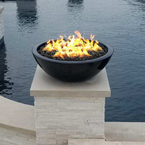 Modern Blaze black gas fire bowl for pool