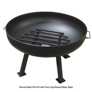 Modern Blaze Round Steel Fire Pit with Four Leg Round Base