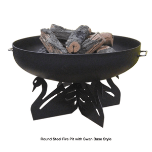 Modern Blaze Round Steel Fire Pit with Swan Base