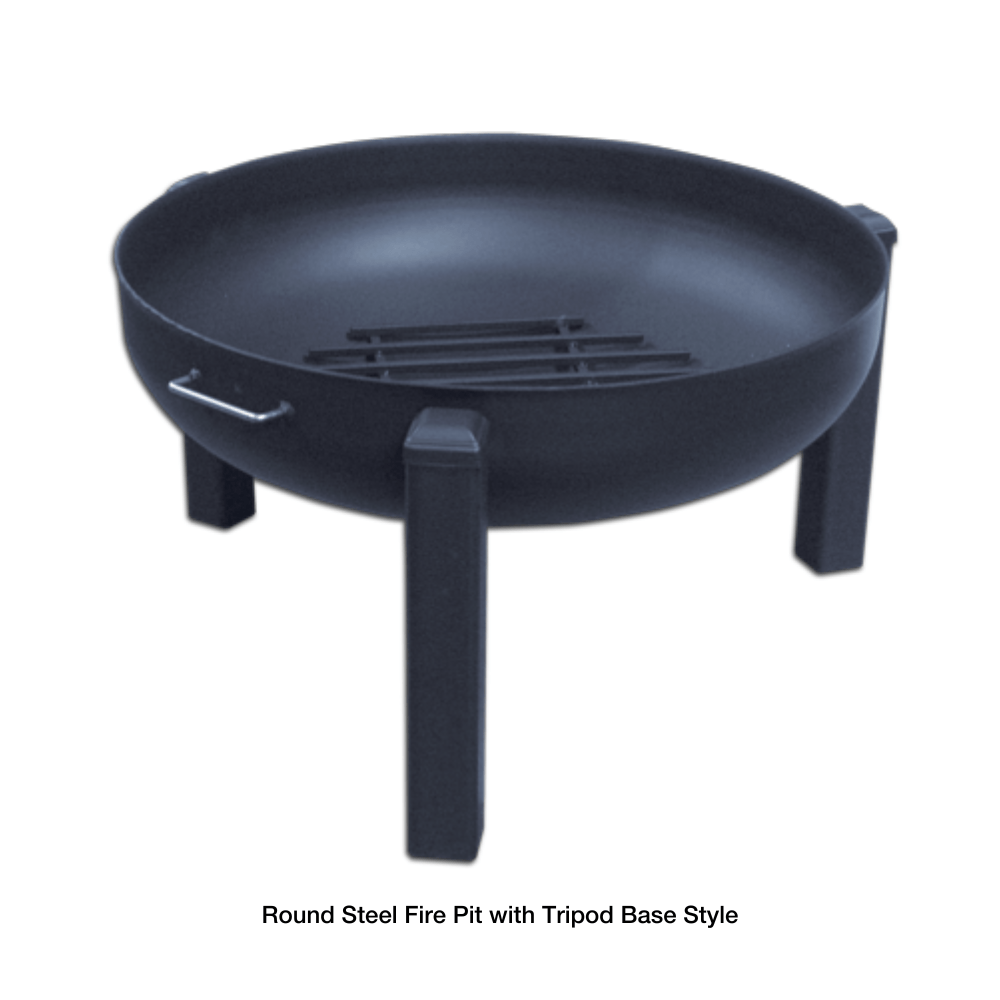 Modern Blaze Round Steel Fire Pit with Ring Base Style