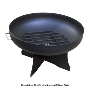 Modern Blaze Round Steel Fire Pit with Standard X Base
