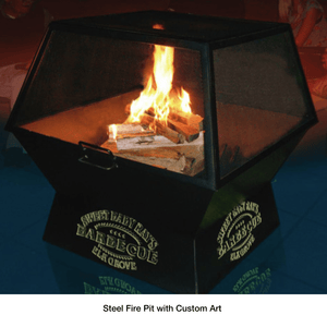 Modern Blaze Square Steel Fire Pit with Custom Art