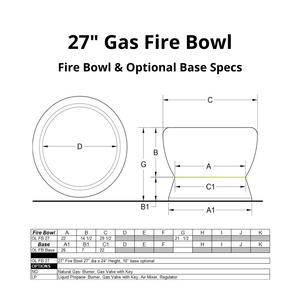 Modern Blaze 27-Inch Round Concrete Fire Bowl Specs