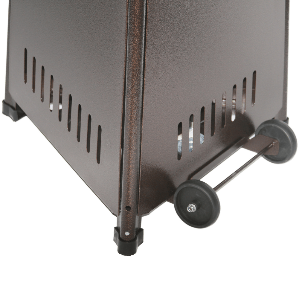 RADtec Antique Bronze Pyramid Propane Patio Heater wheels