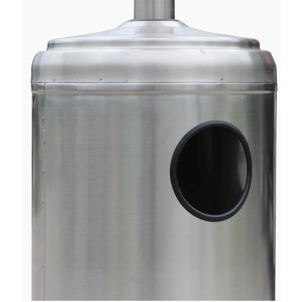 Base of RADtec Real Flame Stainless Steel Natural Gas Patio Heater - angle view