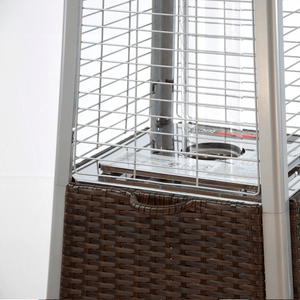 RadTec Tower Flame Dark Brown Wicker Patio Heater Glass Tube Burner