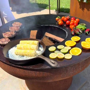 skillet placed on top of seasons fire pits fire pit grill