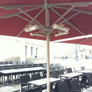 SUNHEAT 19" 1500W 120V Infrared Electric Heaters in White on Umbrella