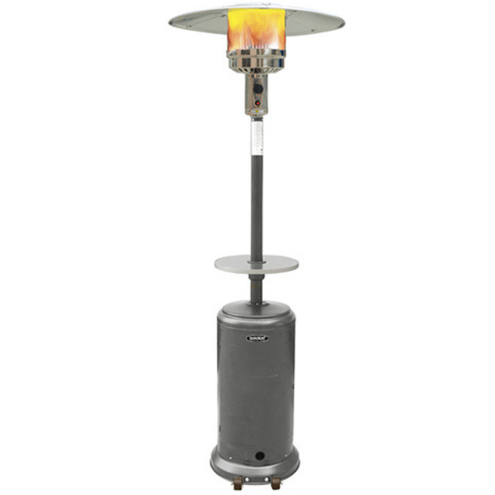 SUNHEAT Round Silver Hammered Portable Propane Patio Heater With Drink Tray