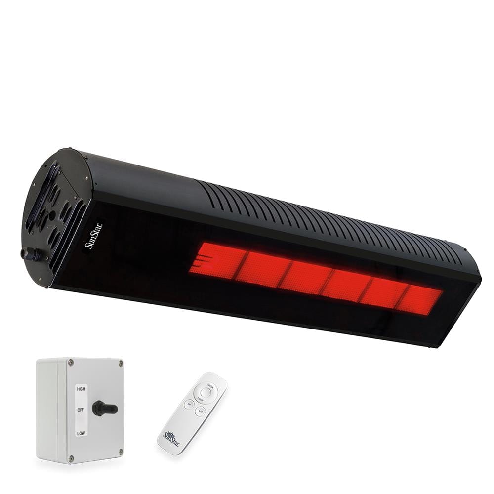 SunStar Glass Black Powder Coated 2-Stage Infrared Gas Heater with switch and remote