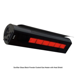 SunStar Glass Black Powder Coated Gas Heater with Heat Shield