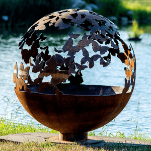 The Fire Pit Gallery Butterfly Wings Steel Fire Bowl during the day