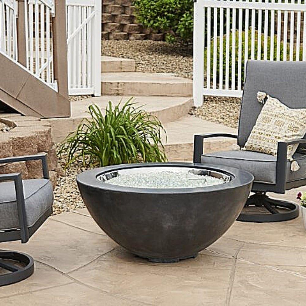 The Outdoor GreatRoom Company Midnight Mist Cove Fire Bowl in Patio setting