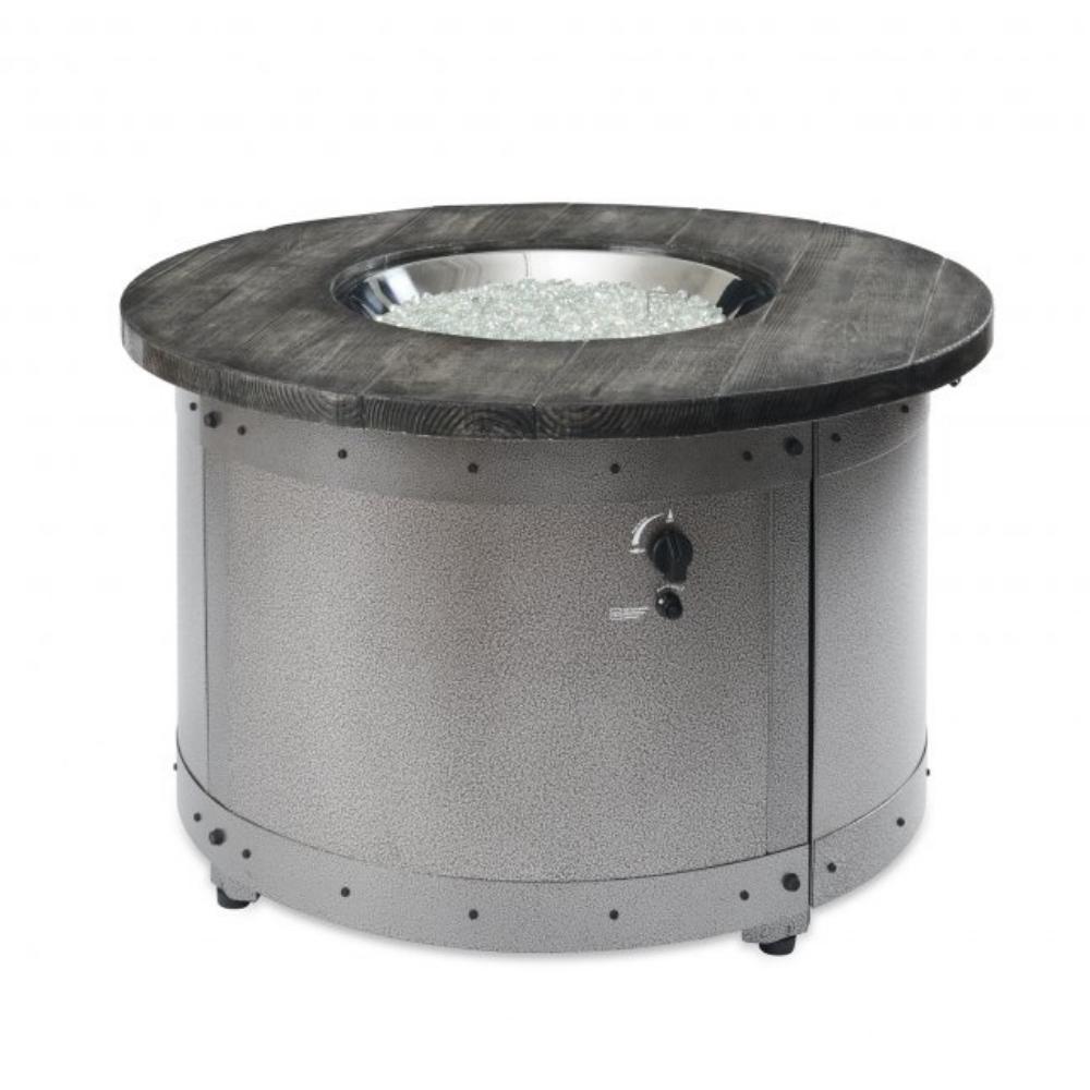 The Outdoor GreatRoom Company Edison Round Gas Fire Pit Table with Glass crystal