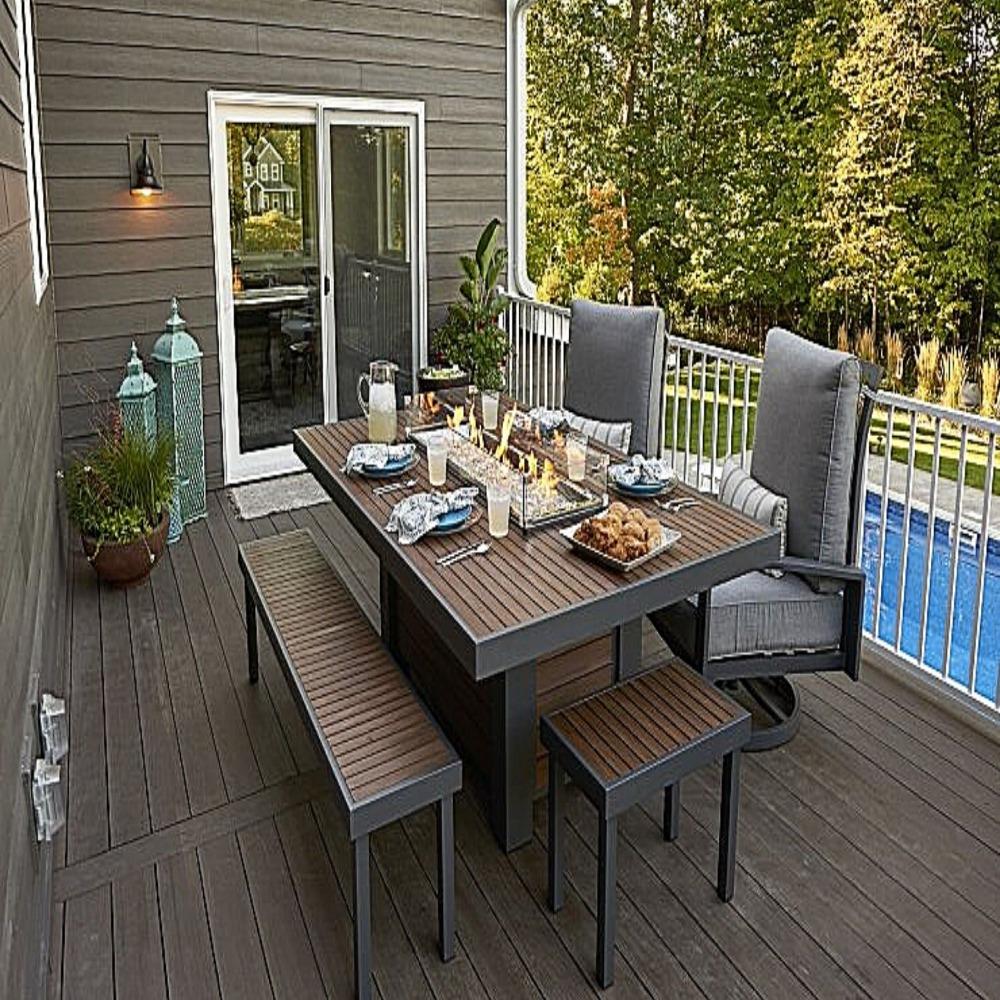 Kenwood 81-inch Gas Fire Pit in dining area
