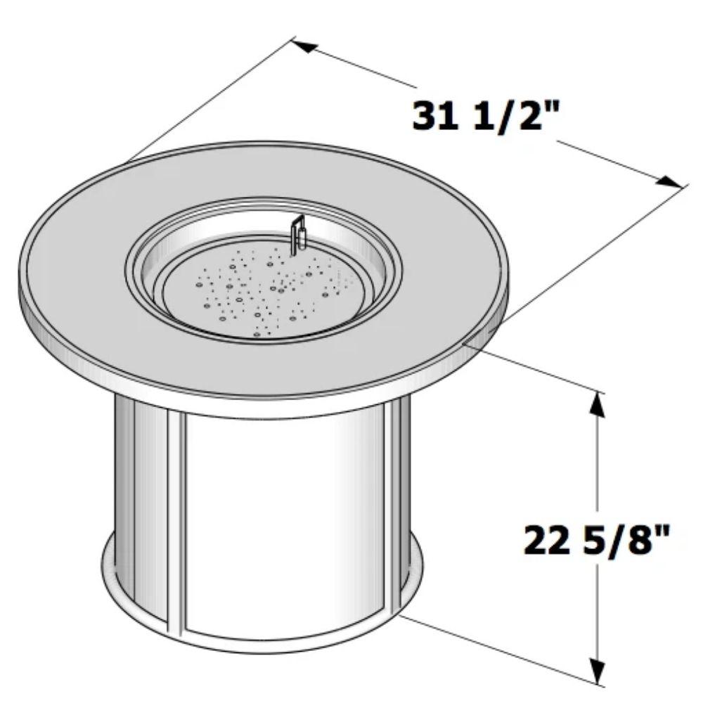 Diagram of Stonefire 31-inch Round Gas Fire Pit Table